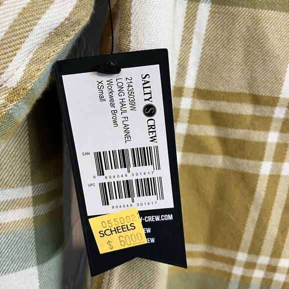 Salty Crew Long Haul Flannel Plaid Long Sleeve Button Down Shirt Mens Size XS - Picture 5 of 7